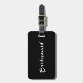 Bridesmaid Bagagelabel White op zwart (Voorkant verticaal)