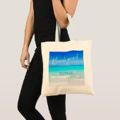 Bridesmaid Beach Ocean Zee Blue Summer Weddenschap Tote Bag (Voorkant (product))