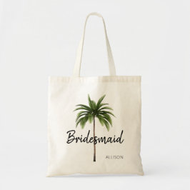 Bridesmaid Beach Wedding Palm Tree gepersonaliseer Tote Bag