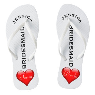 Bridesmaid Beach Wedding   Team Bride Hearts Teenslippers