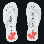 Bridesmaid Beach Wedding | Team Bride Teenslippers<br><div class="desc">Gepersonaliseerd, romantische harten stranden bruiloft flip flop sandals - Scattered harten design at bottom. Leest Team, dan Bride, op andere zandsteen in elegante stijlbrieven. Bridesmaid is in elegante zwarte letters in het midden afgedrukt. Verander om leden van de bruidspartij te passen, zoals een bloemmeisje of een eersterangsmeisje. Persoonlijke naam bovenaan...</div>