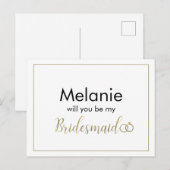 Bridesmaid Black en Gold Ring-Kaart Feestdagenkaart (Voorkant / Achterkant)