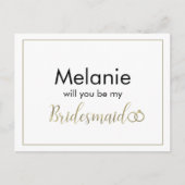 Bridesmaid Black en Gold Ring-Kaart Feestdagenkaart (Voorkant)