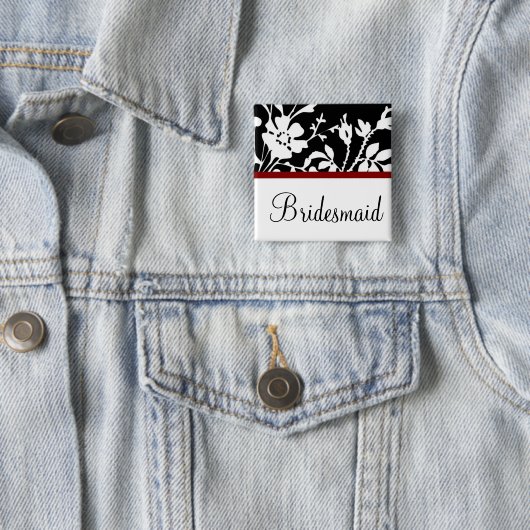 Bridesmaid Black en White Floral Button (In situ)