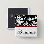 Bridesmaid Black en White Floral Button (Voorkant /achterkant)