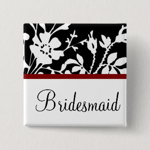 Bridesmaid Black en White Floral Button