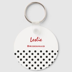 Bridesmaid Black en White Polka Dots V12 Sleutelhanger