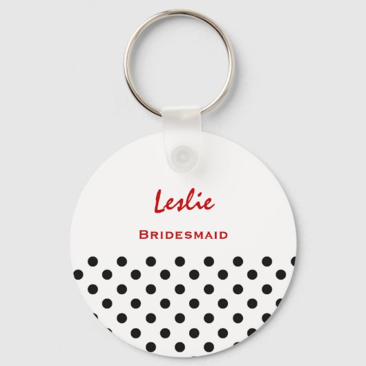 Bridesmaid Black en White Polka Dots V12 Sleutelhanger (Voorkant)