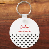 Bridesmaid Black en White Polka Dots V12 Sleutelhanger (Voorkant)