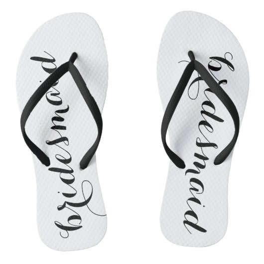 Bridesmaid Black en White Script-Teenslippers Teenslippers (Voetbed)