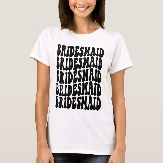 Bridesmaid Black Gepersonaliseerd Matching Bridal  T-shirt (Voorkant)