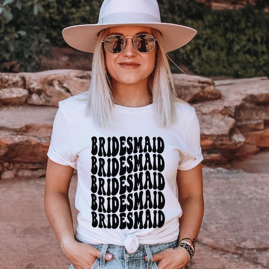 Bridesmaid Black Gepersonaliseerd Matching Bridal  T-shirt