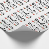 Bridesmaid Black Modern Text & Flowers Patroon Cadeaupapier (Hoek)