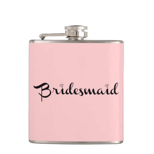 Bridesmaid Black op roze Heupfles (Voorkant)