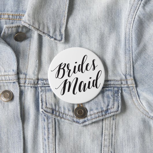 Bridesmaid Black Script Button (In situ)