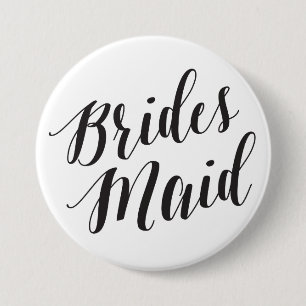 Bridesmaid Black Script Button