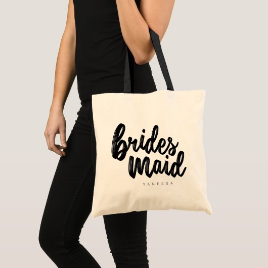 Bridesmaid Black Script Canvas tas -  (Voorkant (product))