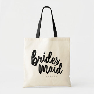 Bridesmaid Black Script Canvas tas -