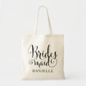 Bridesmaid Black Script Persoonlijk huwelijk Tote Bag (Voorkant)