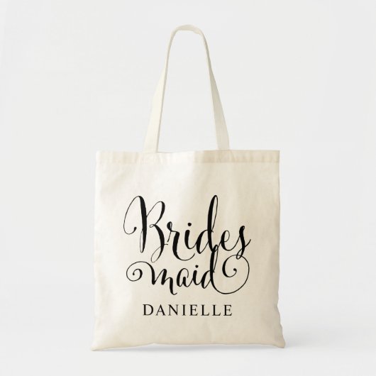 Bridesmaid Black Script Persoonlijk huwelijk Tote Bag (Voorkant)