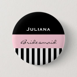 Bridesmaid BLACK STRIPES MET PINK V01 Ronde Button 5,7 Cm