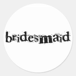 Bridesmaid Black Text Ronde Sticker