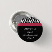 Bridesmaid Black White Red Zebra V7 Ronde Button 3,2 Cm (Voorkant /achterkant)