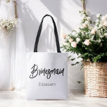 Bridesmaid Black White Wedding Tote Bag<br><div class="desc">Bridesmaid Black White Canvas tas for Wedding,  Bridal Party,  Vrijgezellenfeest,  Bachelorette Party. Bekijk meer producten met dit ontwerp in het collectie hieronder.</div>