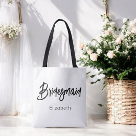 Bridesmaid Black White Wedding Tote Bag