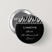 Bridesmaid Black White Zebra met Polka Dots V3 Ronde Button 5,7 Cm (Voorkant /achterkant)