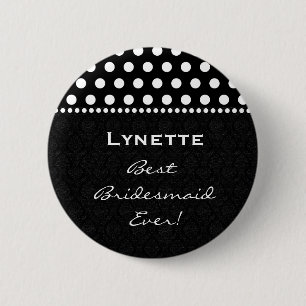 Bridesmaid Black White Zebra met Polka Dots V3 Ronde Button 5,7 Cm