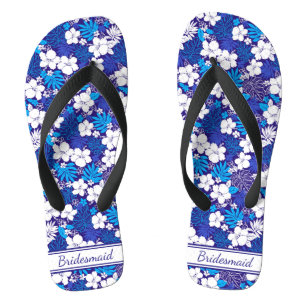 Bridesmaid (blauwe en witte flank) teenslippers