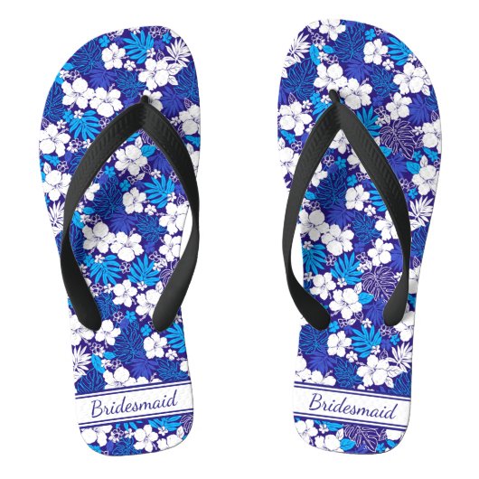 Bridesmaid (blauwe en witte flank) teenslippers (Voetbed)