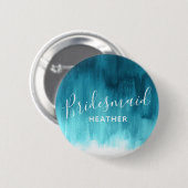 Bridesmaid blauwgroen aqua abstracte kunstbruiloft ronde button 5,7 cm (Voorkant /achterkant)