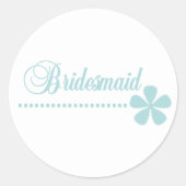 Bridesmaid Blauwgroen Elegance Ronde Sticker (Voorkant)