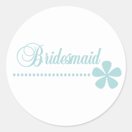 Bridesmaid Blauwgroen Elegance Ronde Sticker (Voorkant)