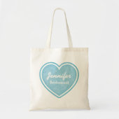 Bridesmaid Blue Heart Custom Canvas tas Favor (Voorkant)