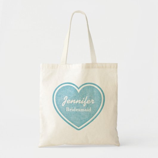 Bridesmaid Blue Heart Custom Canvas tas Favor (Voorkant)