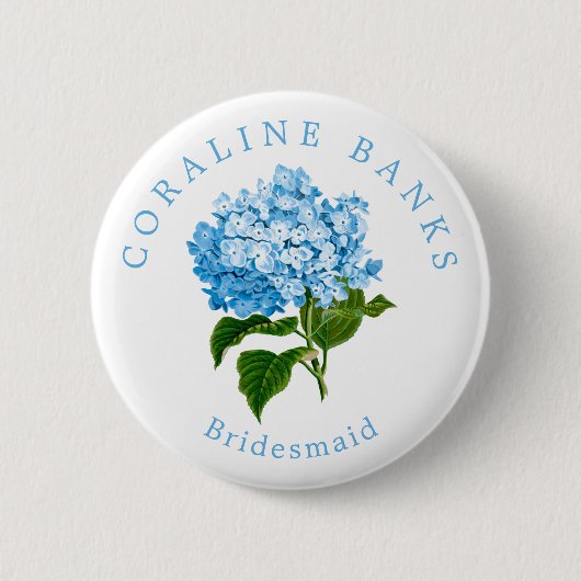 Bridesmaid Blue Hydrangea Wedding Party Ronde Button 5,7 Cm (Voorkant)