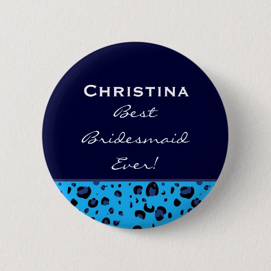 Bridesmaid Blue Leopard Ronde Button 5,7 Cm (Voorkant)