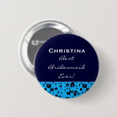 Bridesmaid Blue Leopard Ronde Button 5,7 Cm (Voorkant /achterkant)