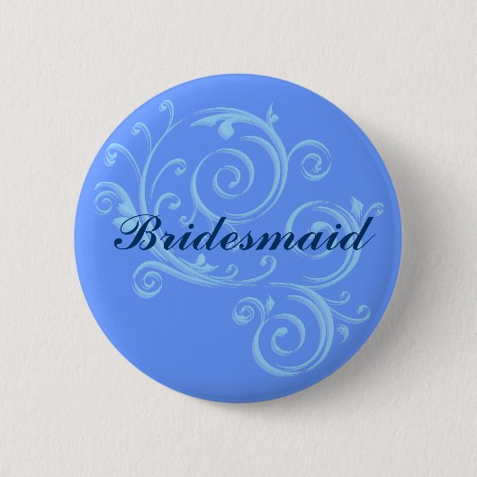 Bridesmaid Blue Scroll Button (Voorkant)