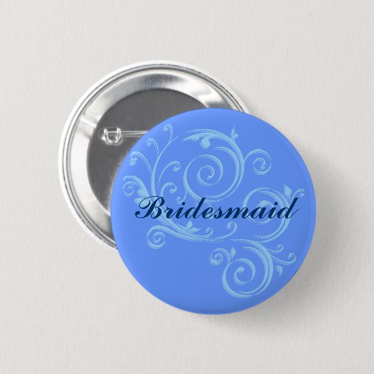 Bridesmaid Blue Scroll Button (Voorkant /achterkant)