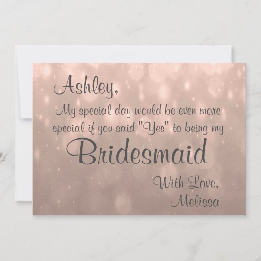Bridesmaid | Blush Bokeh Kaart (Voorkant)