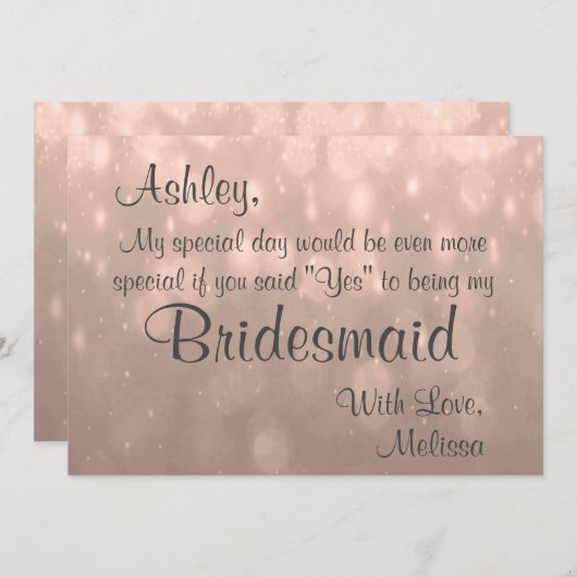Bridesmaid | Blush Bokeh Kaart (Voorkant / Achterkant)