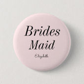 Bridesmaid Blush Pink Black Weddenschap Ronde Button 5,7 Cm (Voorkant)