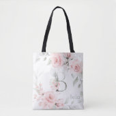 Bridesmaid Blush Pink Rose Monogram Letter B Tote Bag (Voorkant)