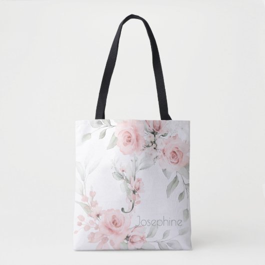 Bridesmaid Blush Pink Rose Monogram Letter J Tote Bag (Voorkant)