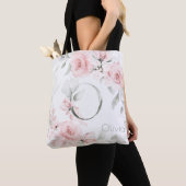 Bridesmaid Blush Pink Rose Monogram Letter O Tote Bag (Dichtbij)