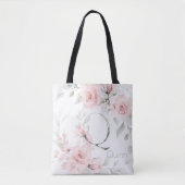 Bridesmaid Blush Pink Rose Monogram Letter Q Tote Bag (Voorkant)